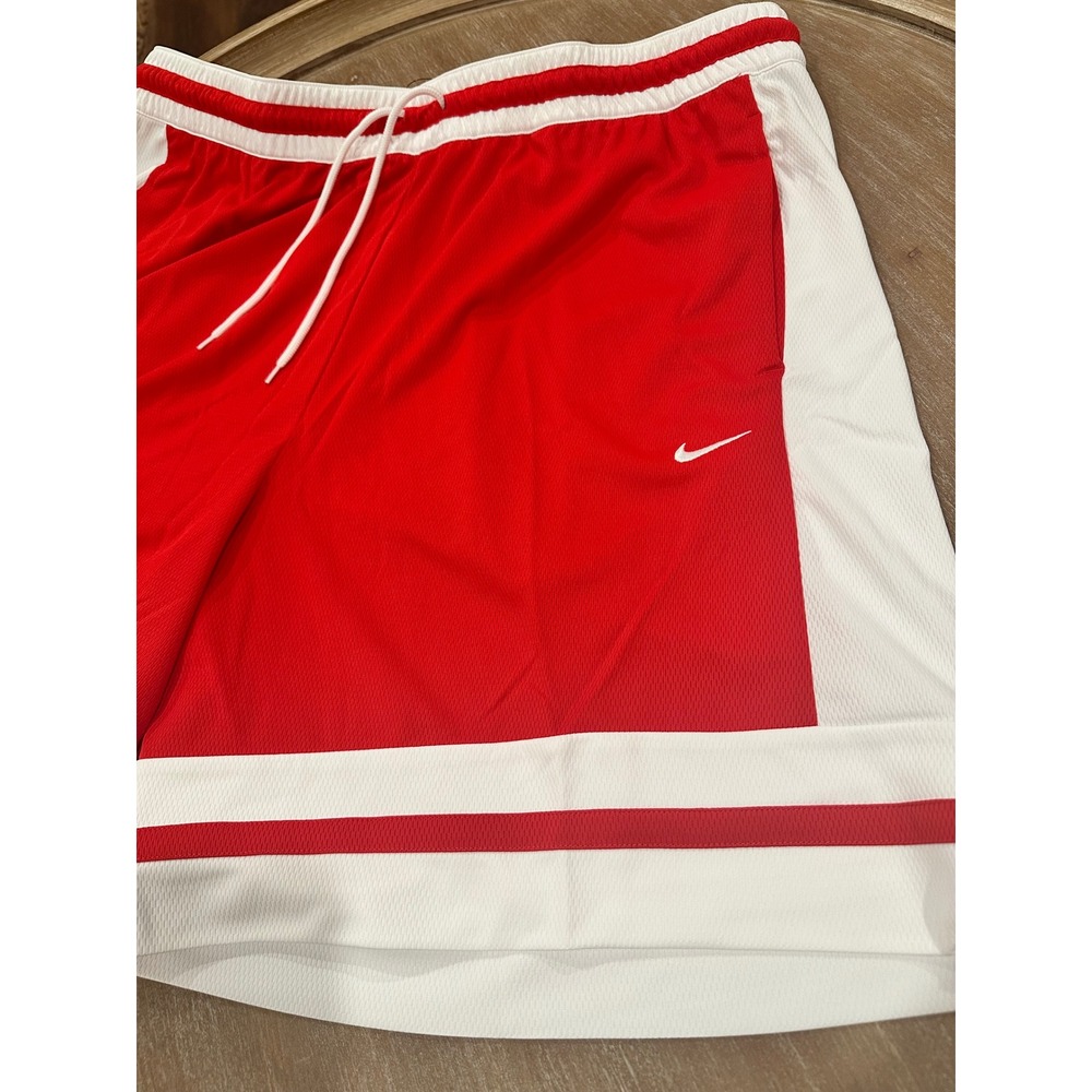 Nike Dri-FIT Basketball Shorts Mens XXL Red White Mesh Above Knee IF1593-657 NEW